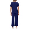 image:imageXIEERDUO Womens 2 Piece Outfits Summer Lounge Sets Side Slit Loungewear  Short Sleeve Top Matching Wide Leg Capri PantsNavy