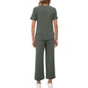 image:imageXIEERDUO Womens 2 Piece Outfits Summer Lounge Sets Side Slit Loungewear  Short Sleeve Top Matching Wide Leg Capri PantsRock Green