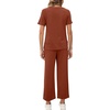 image:imageXIEERDUO Womens 2 Piece Outfits Summer Lounge Sets Side Slit Loungewear  Short Sleeve Top Matching Wide Leg Capri PantsRust