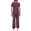 image:imageXIEERDUO Womens 2 Piece Outfits Summer Lounge Sets Side Slit Loungewear  Short Sleeve Top Matching Wide Leg Capri PantsStripe Purple