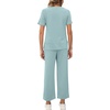 image:imageXIEERDUO Womens 2 Piece Outfits Summer Lounge Sets Side Slit Loungewear  Short Sleeve Top Matching Wide Leg Capri PantsTurquoise
