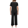 image:imageXIEERDUO Womens 2 Piece Outfits Summer Lounge Sets Side Slit Loungewear  Short Sleeve Top Matching Wide Leg Capri PantsUnique Black