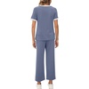image:imageXIEERDUO Womens 2 Piece Outfits Summer Lounge Sets Side Slit Loungewear  Short Sleeve Top Matching Wide Leg Capri PantsUnique Blue