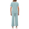 image:imageXIEERDUO Womens 2 Piece Outfits Summer Lounge Sets Side Slit Loungewear  Short Sleeve Top Matching Wide Leg Capri PantsUnique Turquoise