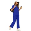 image:imageXIEERDUO Womens 2 Piece Outfits Summer Lounge Sets Side Slit Loungewear  Short Sleeve Top Matching Wide Leg Capri PantsRoyal Blue