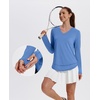 image:imageXIEERDUO Womens Workout Tops Long Sleeve Sun Protection Dry Fit Running Gym  V Neck Uv Sun Protection Fitness clothing Moisture wicking Dry Fit Gym shirts Yoga clothes UPF 50 Pilates outfits06 Blue