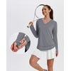 image:imageXIEERDUO Womens Workout Tops Long Sleeve Sun Protection Dry Fit Running Gym  V Neck Uv Sun Protection Fitness clothing Moisture wicking Dry Fit Gym shirts Yoga clothes UPF 50 Pilates outfits01 Grey