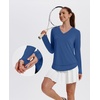 image:imageXIEERDUO Womens Workout Tops Long Sleeve Sun Protection Dry Fit Running Gym  V Neck Uv Sun Protection Fitness clothing Moisture wicking Dry Fit Gym shirts Yoga clothes UPF 50 Pilates outfits04 Dark Blue