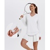 image:imageXIEERDUO Womens Workout Tops Long Sleeve Sun Protection Dry Fit Running Gym  V Neck Uv Sun Protection Fitness clothing Moisture wicking Dry Fit Gym shirts Yoga clothes UPF 50 Pilates outfits03 White