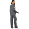 image:imageXIEERDUO Womens 2 Piece Outfits Fall Lounge Sets Cozy Side Slit Loungewear  Long Sleeve Side Slit Top Matching Wide Leg Pants Loose Track Suits Winter Fashion Clothing Travel Airport Vacation WearZ Darkgray White