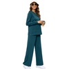 image:imageXIEERDUO Womens 2 Piece Outfits Fall Lounge Sets Cozy Side Slit Loungewear  Long Sleeve Side Slit Top Matching Wide Leg Pants Loose Track Suits Winter Fashion Clothing Travel Airport Vacation WearTeal
