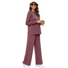 image:imageXIEERDUO Womens 2 Piece Outfits Fall Lounge Sets Cozy Side Slit Loungewear  Long Sleeve Side Slit Top Matching Wide Leg Pants Loose Track Suits Winter Fashion Clothing Travel Airport Vacation WearCoral