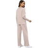 image:imageXIEERDUO Womens 2 Piece Outfits Fall Lounge Sets Cozy Side Slit Loungewear  Long Sleeve Side Slit Top Matching Wide Leg Pants Loose Track Suits Winter Fashion Clothing Travel Airport Vacation WearApricot