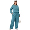 image:imageXIEERDUO Womens 2 Piece Outfits Fall Lounge Sets Cozy Side Slit Loungewear  Long Sleeve Side Slit Top Matching Wide Leg Pants Loose Track Suits Winter Fashion Clothing Travel Airport Vacation WearLake