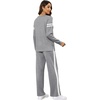 image:imageXIEERDUO Womens 2 Piece Outfits Fall Lounge Sets Cozy Side Slit Loungewear  Long Sleeve Side Slit Top Matching Wide Leg Pants Loose Track Suits Winter Fashion Clothing Travel Airport Vacation WearZ Grey White