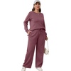 image:imageXIEERDUO Womens 2 Piece Outfits Fall Lounge Sets Cozy Side Slit Loungewear  Long Sleeve Side Slit Top Matching Wide Leg Pants Loose Track Suits Winter Fashion Clothing Travel Airport Vacation WearCoral