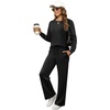 image:imageXIEERDUO Womens 2 Piece Outfits Fall Lounge Sets Cozy Side Slit Loungewear  Long Sleeve Side Slit Top Matching Wide Leg Pants Loose Track Suits Winter Fashion Clothing Travel Airport Vacation WearA Black