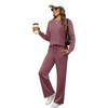 image:imageXIEERDUO Womens 2 Piece Outfits Fall Lounge Sets Cozy Side Slit Loungewear  Long Sleeve Side Slit Top Matching Wide Leg Pants Loose Track Suits Winter Fashion Clothing Travel Airport Vacation WearCoral