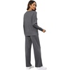 image:imageXIEERDUO Womens 2 Piece Outfits Fall Lounge Sets Cozy Side Slit Loungewear  Long Sleeve Side Slit Top Matching Wide Leg Pants Loose Track Suits Winter Fashion Clothing Travel Airport Vacation WearB Dark Grey