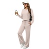image:imageXIEERDUO Womens 2 Piece Outfits Fall Lounge Sets Cozy Side Slit Loungewear  Long Sleeve Side Slit Top Matching Wide Leg Pants Loose Track Suits Winter Fashion Clothing Travel Airport Vacation WearApricot