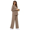 image:imageXIEERDUO Womens 2 Piece Outfits Fall Lounge Sets Cozy Side Slit Loungewear  Long Sleeve Side Slit Top Matching Wide Leg Pants Loose Track Suits Winter Fashion Clothing Travel Airport Vacation WearA Khaki