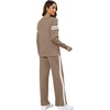 image:imageXIEERDUO Womens 2 Piece Outfits Fall Lounge Sets Cozy Side Slit Loungewear  Long Sleeve Side Slit Top Matching Wide Leg Pants Loose Track Suits Winter Fashion Clothing Travel Airport Vacation WearZ Coffe White