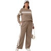 image:imageXIEERDUO Womens 2 Piece Outfits Fall Lounge Sets Cozy Side Slit Loungewear  Long Sleeve Side Slit Top Matching Wide Leg Pants Loose Track Suits Winter Fashion Clothing Travel Airport Vacation WearZ Coffe White