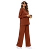 image:imageXIEERDUO Womens 2 Piece Outfits Fall Lounge Sets Cozy Side Slit Loungewear  Long Sleeve Side Slit Top Matching Wide Leg Pants Loose Track Suits Winter Fashion Clothing Travel Airport Vacation WearCaramel