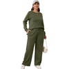 image:imageXIEERDUO Womens 2 Piece Outfits Fall Lounge Sets Cozy Side Slit Loungewear  Long Sleeve Side Slit Top Matching Wide Leg Pants Loose Track Suits Winter Fashion Clothing Travel Airport Vacation WearArmy Green