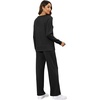 image:imageXIEERDUO Womens 2 Piece Outfits Fall Lounge Sets Cozy Side Slit Loungewear  Long Sleeve Side Slit Top Matching Wide Leg Pants Loose Track Suits Winter Fashion Clothing Travel Airport Vacation WearA Black