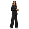image:imageXIEERDUO Womens 2 Piece Outfits Fall Lounge Sets Cozy Side Slit Loungewear  Long Sleeve Side Slit Top Matching Wide Leg Pants Loose Track Suits Winter Fashion Clothing Travel Airport Vacation WearA Black