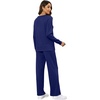 image:imageXIEERDUO Womens 2 Piece Outfits Fall Lounge Sets Cozy Side Slit Loungewear  Long Sleeve Side Slit Top Matching Wide Leg Pants Loose Track Suits Winter Fashion Clothing Travel Airport Vacation WearNavy