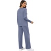 image:imageXIEERDUO Womens 2 Piece Outfits Fall Lounge Sets Cozy Side Slit Loungewear  Long Sleeve Side Slit Top Matching Wide Leg Pants Loose Track Suits Winter Fashion Clothing Travel Airport Vacation WearBlue