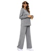 image:imageXIEERDUO Womens 2 Piece Outfits Fall Lounge Sets Cozy Side Slit Loungewear  Long Sleeve Side Slit Top Matching Wide Leg Pants Loose Track Suits Winter Fashion Clothing Travel Airport Vacation WearGrey