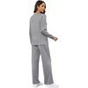 image:imageXIEERDUO Womens 2 Piece Outfits Fall Lounge Sets Cozy Side Slit Loungewear  Long Sleeve Side Slit Top Matching Wide Leg Pants Loose Track Suits Winter Fashion Clothing Travel Airport Vacation WearGrey
