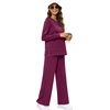 image:imageXIEERDUO Womens 2 Piece Outfits Fall Lounge Sets Cozy Side Slit Loungewear  Long Sleeve Side Slit Top Matching Wide Leg Pants Loose Track Suits Winter Fashion Clothing Travel Airport Vacation WearDark Purple