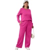 image:imageXIEERDUO Womens 2 Piece Outfits Fall Lounge Sets Cozy Side Slit Loungewear  Long Sleeve Side Slit Top Matching Wide Leg Pants Loose Track Suits Winter Fashion Clothing Travel Airport Vacation WearHot Pink
