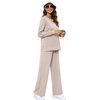 image:imageXIEERDUO Womens 2 Piece Outfits Fall Lounge Sets Cozy Side Slit Loungewear  Long Sleeve Side Slit Top Matching Wide Leg Pants Loose Track Suits Winter Fashion Clothing Travel Airport Vacation WearApricot