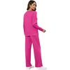 image:imageXIEERDUO Womens 2 Piece Outfits Fall Lounge Sets Cozy Side Slit Loungewear  Long Sleeve Side Slit Top Matching Wide Leg Pants Loose Track Suits Winter Fashion Clothing Travel Airport Vacation WearHot Pink