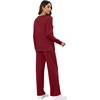 image:imageXIEERDUO Womens 2 Piece Outfits Fall Lounge Sets Cozy Side Slit Loungewear  Long Sleeve Side Slit Top Matching Wide Leg Pants Loose Track Suits Winter Fashion Clothing Travel Airport Vacation WearWine Red