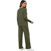 image:imageXIEERDUO Womens 2 Piece Outfits Fall Lounge Sets Cozy Side Slit Loungewear  Long Sleeve Side Slit Top Matching Wide Leg Pants Loose Track Suits Winter Fashion Clothing Travel Airport Vacation WearArmy Green