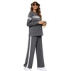 image:imageXIEERDUO Womens 2 Piece Outfits Fall Lounge Sets Cozy Side Slit Loungewear  Long Sleeve Side Slit Top Matching Wide Leg Pants Loose Track Suits Winter Fashion Clothing Travel Airport Vacation WearZ Darkgray White