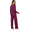 image:imageXIEERDUO Womens 2 Piece Outfits Fall Lounge Sets Cozy Side Slit Loungewear  Long Sleeve Side Slit Top Matching Wide Leg Pants Loose Track Suits Winter Fashion Clothing Travel Airport Vacation WearDark Purple