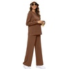 image:imageXIEERDUO Womens 2 Piece Outfits Fall Lounge Sets Cozy Side Slit Loungewear  Long Sleeve Side Slit Top Matching Wide Leg Pants Loose Track Suits Winter Fashion Clothing Travel Airport Vacation WearBrown