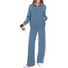 image:imageXIEERDUO Womens 2 Piece Outfits Full Zip Up Lounge Set Fashion SweatsuitsBlue White