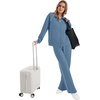 image:imageXIEERDUO Womens 2 Piece Outfits Full Zip Up Lounge Set Fashion SweatsuitsBlue White