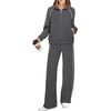 image:imageXIEERDUO Womens 2 Piece Outfits Full Zip Up Lounge Set Fashion SweatsuitsDarkgray White
