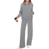 image:imageXIEERDUO Womens 2 Piece Outfits Full Zip Up Lounge Set Fashion SweatsuitsGrey White