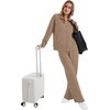 image:imageXIEERDUO Womens 2 Piece Outfits Full Zip Up Lounge Set Fashion SweatsuitsKhaki