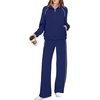 image:imageXIEERDUO Womens 2 Piece Outfits Full Zip Up Lounge Set Fashion SweatsuitsNavy White